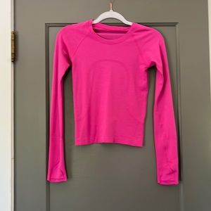 lulu long sleeve swiftly tech race length sonic pink size 2
